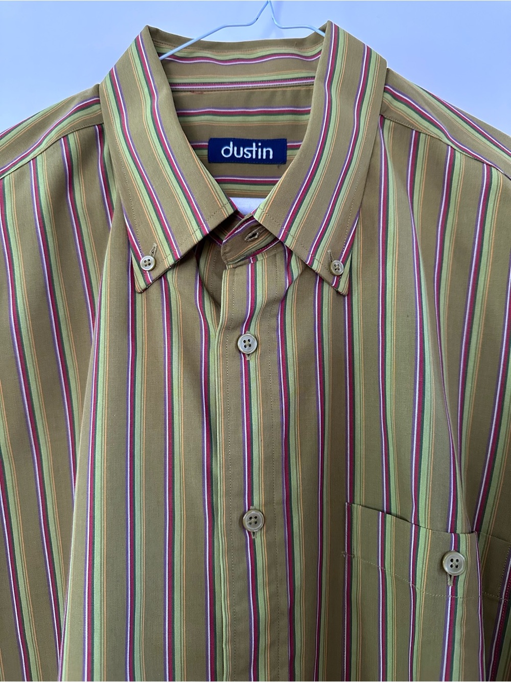 Dustin Olive Multi-Stripe Button-Down Dress Shirt